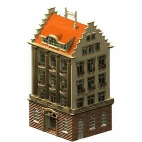 传统的德国酒店建筑3d模型