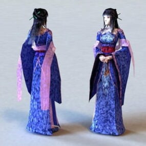 نموذج فتاة يابانية تقليدية ثلاثية الأبعاد