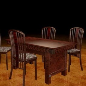 传统红木餐桌椅3D模型
