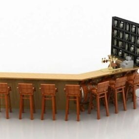 طاولة بار خشبية تقليدية نموذج ثلاثي الأبعاد