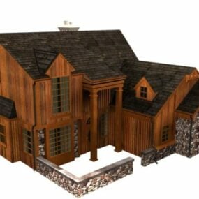 Traditional Wooden Townhouse 3d model