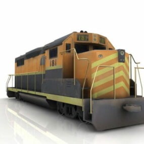 Modelo 3d de vagón con motor de tren