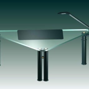 שולחן עבודה משולש מזכוכית דגם תלת מימד