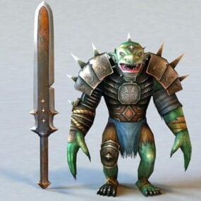 3D model Troll Warrior And Swords