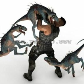 Dinosaur Hunter Game Scene 3d model