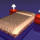 Ліжко з XNUMX односпальними ліжками та тумбочки