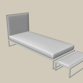 Twin Bed With Stool 3d model