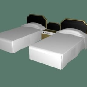 होटल फर्नीचर के लिए ट्विन बेड 3डी मॉडल