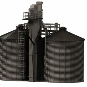 Modello 3d del silo di stoccaggio doppio
