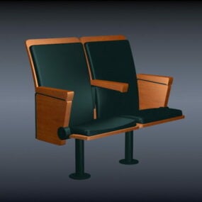 Modelo 3d de cadeira de cinema de dois lugares
