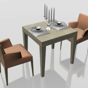 3д модель двухместного обеденного набора мебели