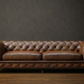 Sofa Chesterfield Kulit Dua Tempat Duduk model 3d