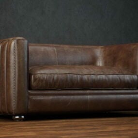3д модель двухместного кожаного дивана Loveseat