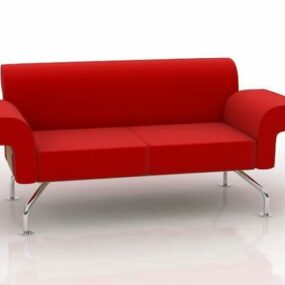 نموذج أريكة حمراء بمقعدين ثلاثي الأبعاد