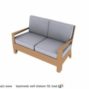 To-personers sofa sofamøbel 3d model