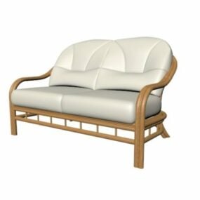 Two Seats Upholstered Settee Sofa 3d model