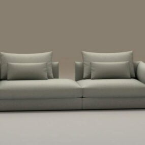 To-seters polstret sofa 3d modell