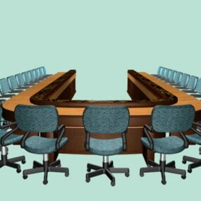 U Shaped Conference Room Furniture Set 3d model