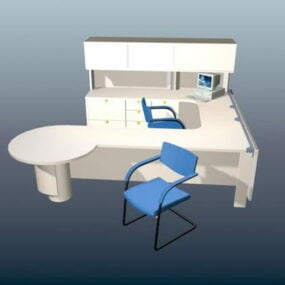 U-förmiger Arbeitsplatz mit Hutch 3D-Modell