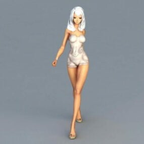 Білизна Модель Дівчина Анімована & Rigged модель 3d