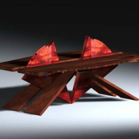 Mesa de centro de madera única modelo 3d