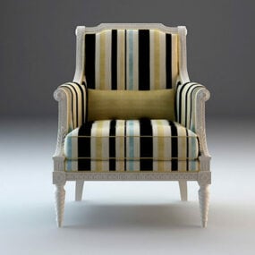 Upholstered French Wing Back Chair 3d model