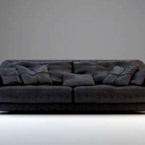 Pehmustettu sohva ja tyynyt 3d-malli