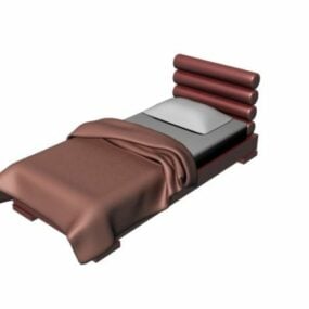 Upholstered Red Single Bed 3d model