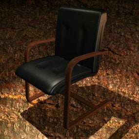 Upholstered Red Wood Cantilever Chair 3d model