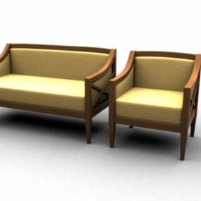 Upholstered Settee Couch Furniture 3d model