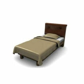 덮개를 씌운 트윈 침대 3d 모델