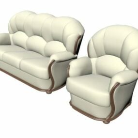 Upholstered White Classic Luxury Sofa 3d model