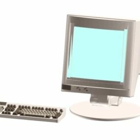 Used Monitor And Keyboard 3d model