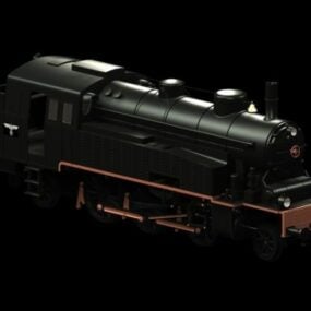 연기와 함께 실행되는 빈티지 기관차 3d 모델