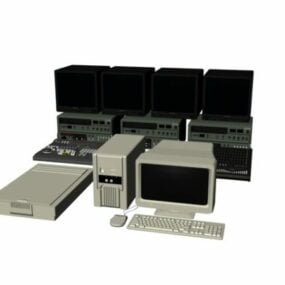 Komputer Stasiun Kerja Penyuntingan Video Mengatur model 3d