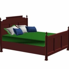 Model 3D zabytkowego, antycznego drewnianego łóżka