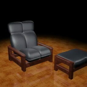 Vintage Couch And Ottoman 3d model