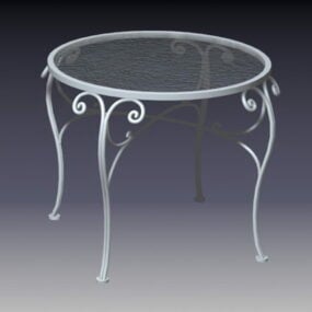 Vintage Metal Table With Glass Top 3d model
