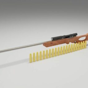 Model 3d Rifle Vintaj Dengan Peluru