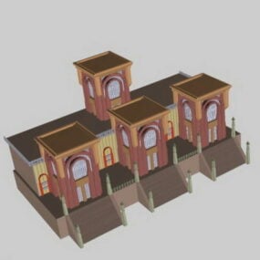Small Village Town With Cottage House 3d model