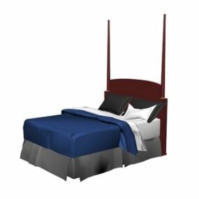 Model 3D zabytkowego łóżka drewnianego