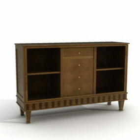 Vintage Wood Side Cabinet Furniture 3d model