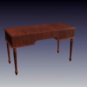 Vintage Wooden Desk 3d model