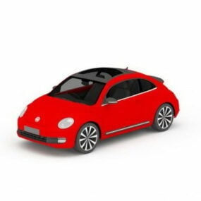 โมเดล 3 มิติของ Volkswagen Beetle สีแดง