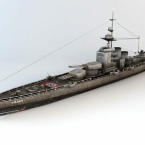 Modelo 2d do navio de guerra alemão da segunda guerra mundial