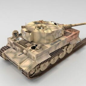 Model 2d Tank Macan Jerman Ww3 Dirusak