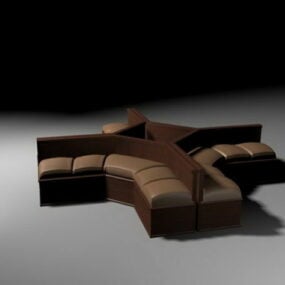 Modelo 3D seccional do sofá da sala de espera
