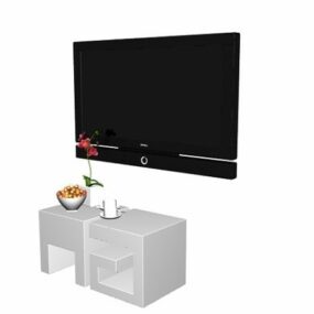 Modelo 3d de TV e mesa de parede