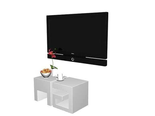 壁テレビとテーブル
