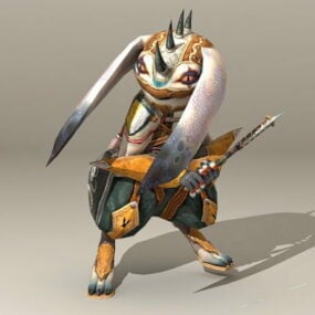 戦士のウサギのキャラクター 3D モデル